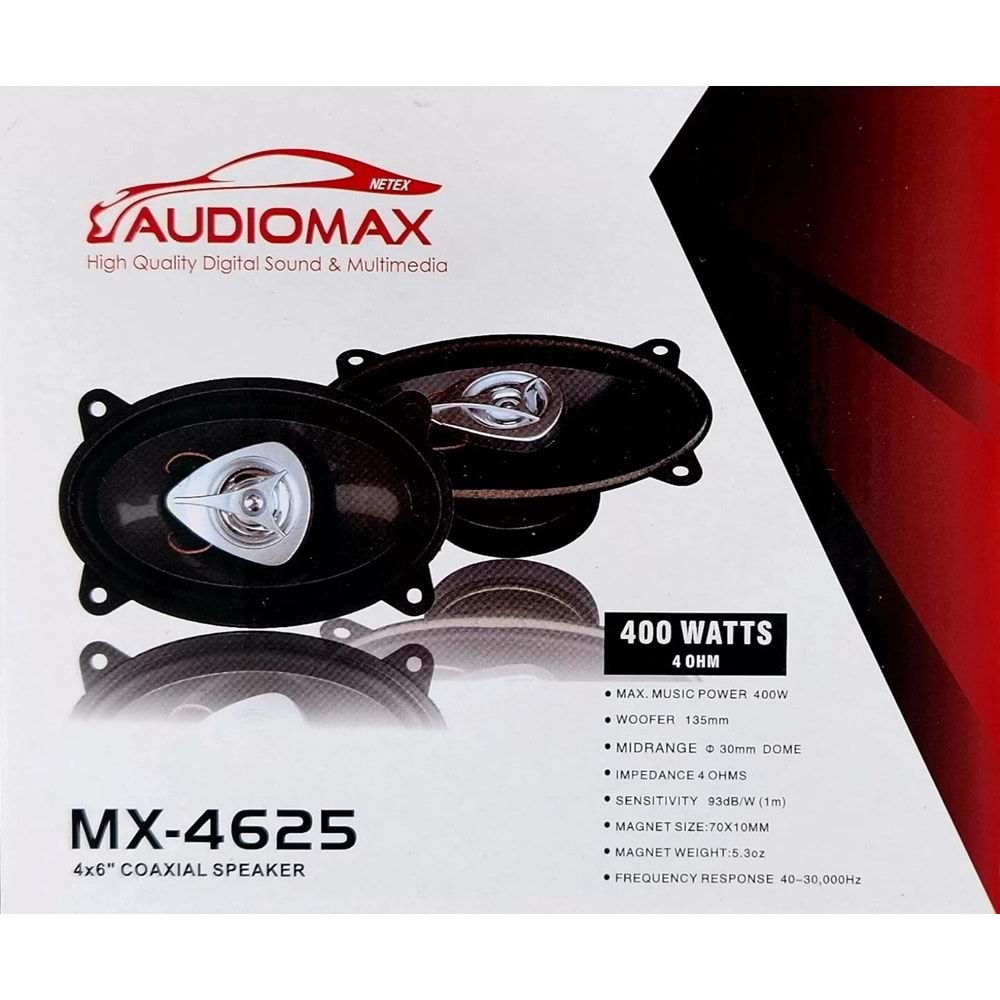 Audiomax Mx-4625 4×6 400W Oval Hoparlör