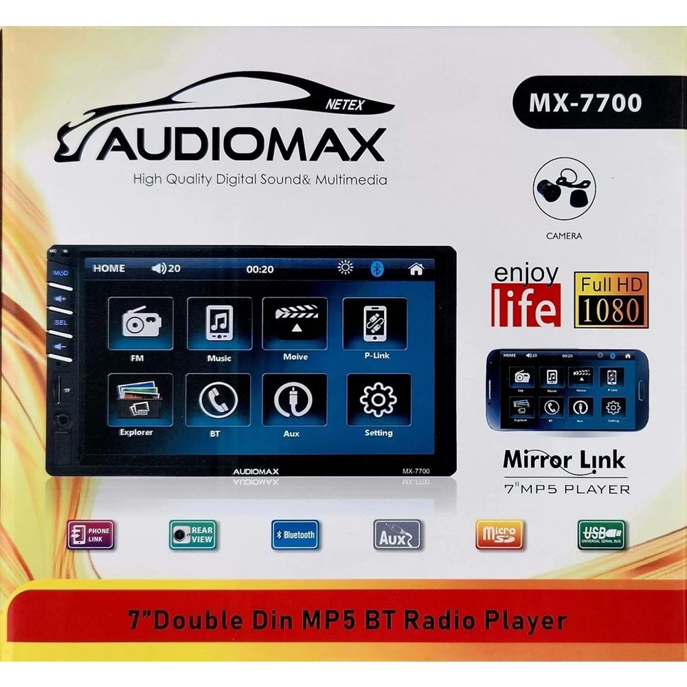 Audiomax Mx-7700 7 İnç Ekran Yansıtmalı Double Teyp