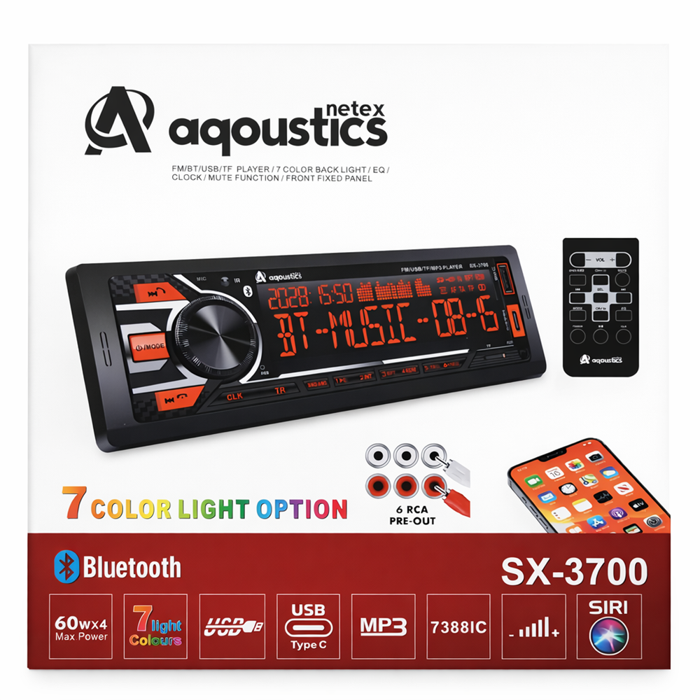 Aqoustics Sx-3700 Pioneer Kumandalı Çift Usb'li 7 Renkli Oto Teyp