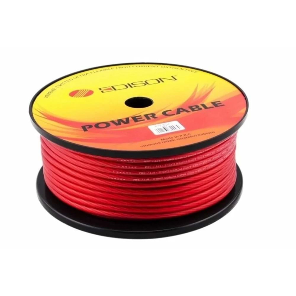 Edison 8 Ga Artı Kablosu 50 Metre Kırmızı