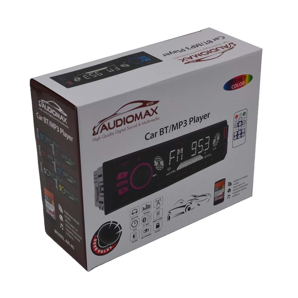 Audiomax Ar-40 Oto Teyp 4x50W 7 Renkli