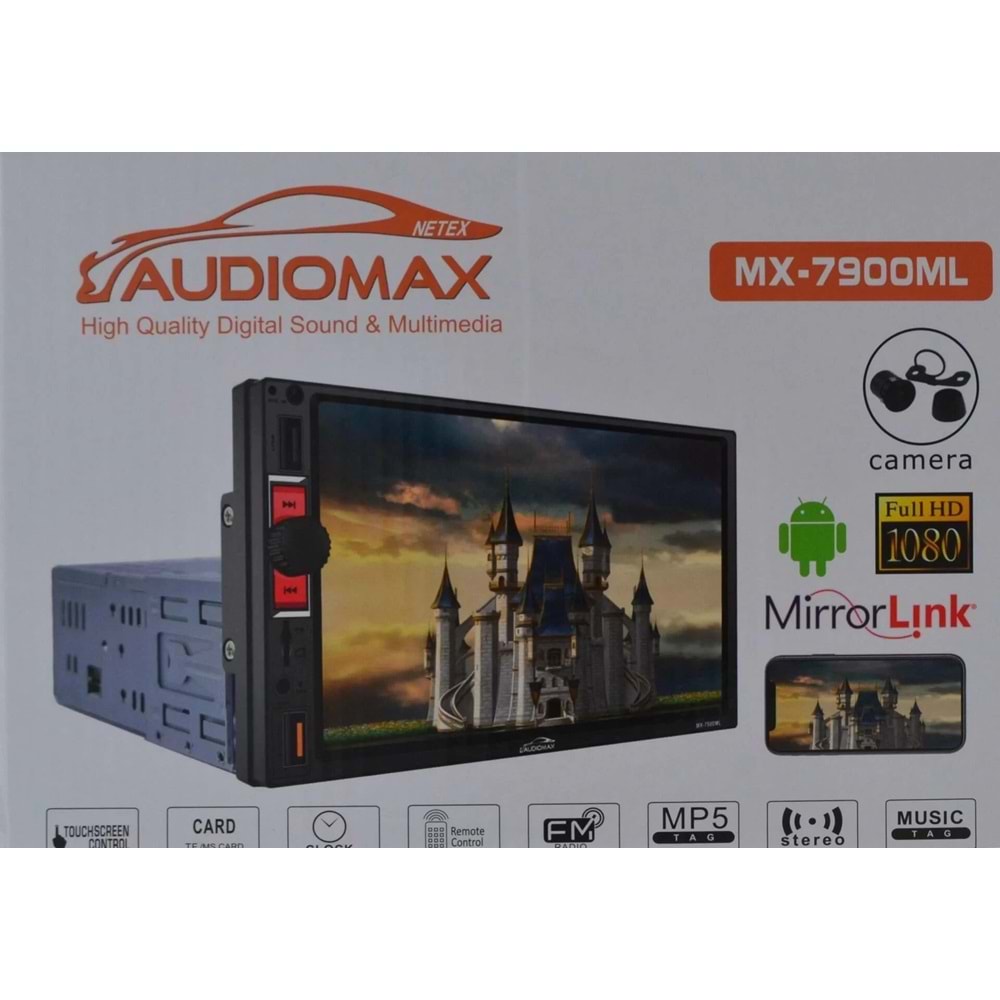 Audiomax Mx-7900 Tek Din Double Multimedya Teyp Ayarlanabilir Başlıklı