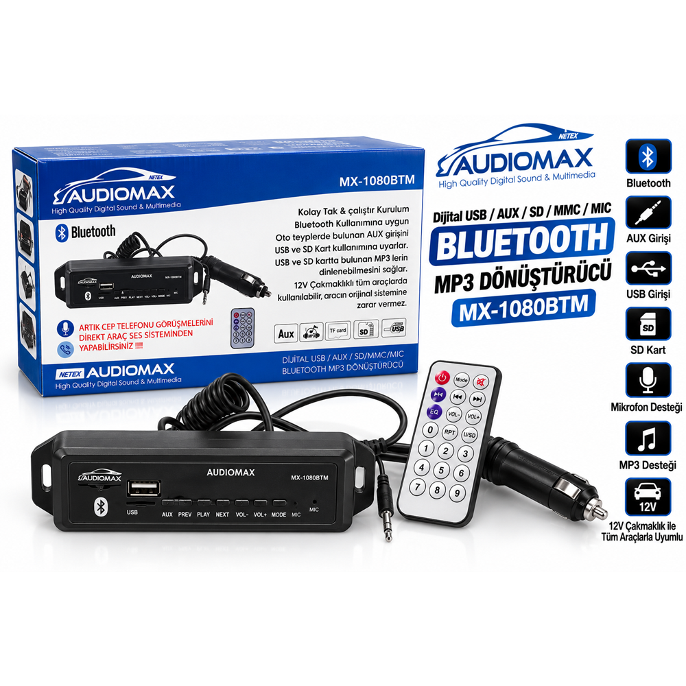 Audiomax Mx-1080BTM Aux dan Usb Dönüştürücü