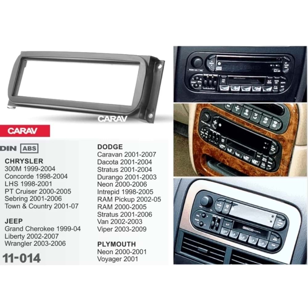 Jeep Grand Cherokee/Chrysler Tek Din Teyp Çerçevesi 1999-2004