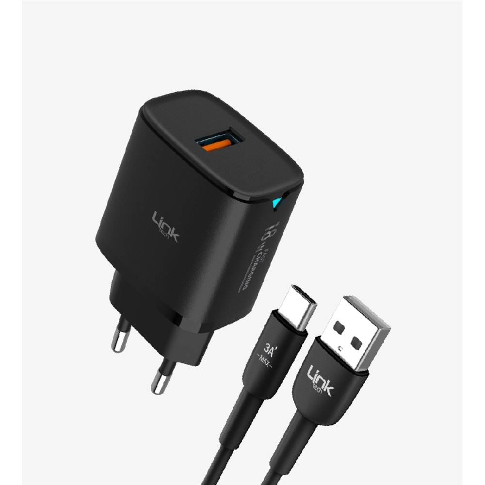 Linktech C303 18W Hızlı Şarj Cihazı Type-c Kablolu