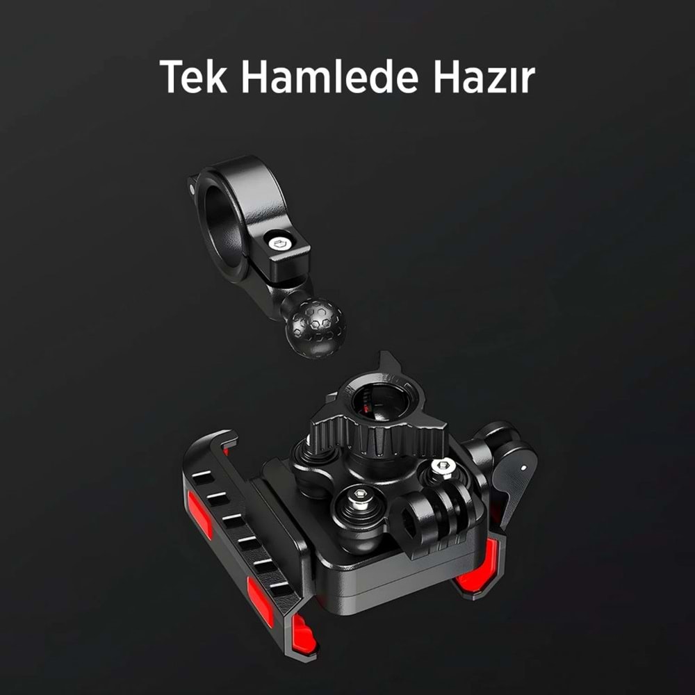 BİX BPH03 Gidon Bağlantılı 360° Derece Motosiklet Bisiklet Telefon Tutucu