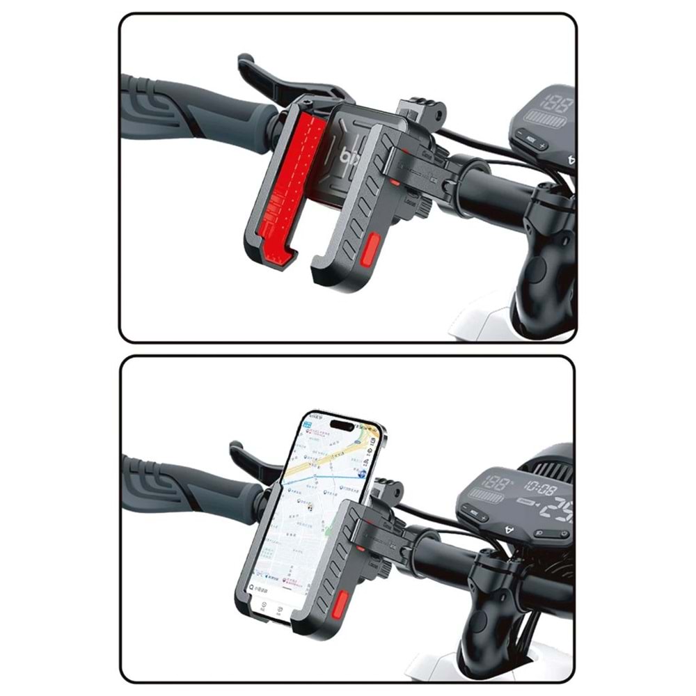 BİX BPH03 Gidon Bağlantılı 360° Derece Motosiklet Bisiklet Telefon Tutucu