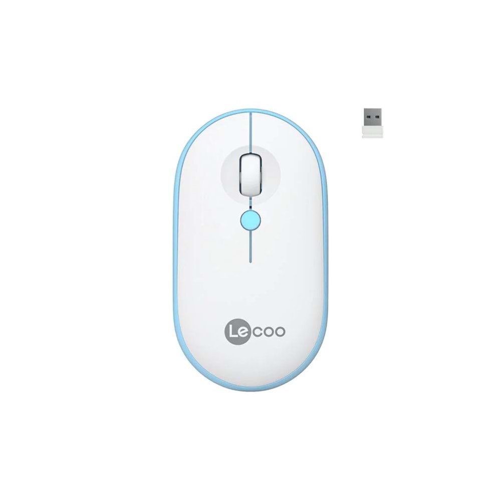 Lenovo Lecoo WS212 Kablosuz 1600DPI 4 Tuşlu Optik Mouse Beyaz & Mavi