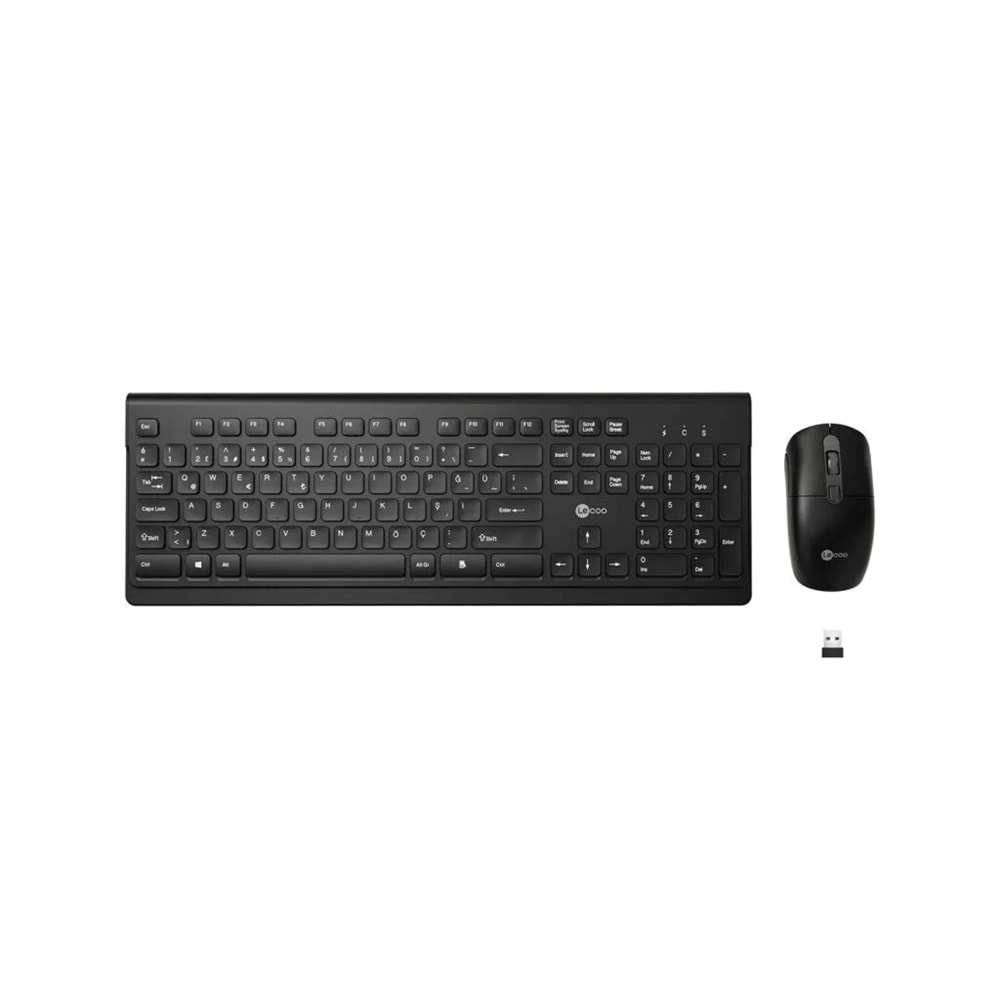 Lenovo Lecoo KW203 Kablosuz Türkçe Q Klavye & Mouse Set Siyah