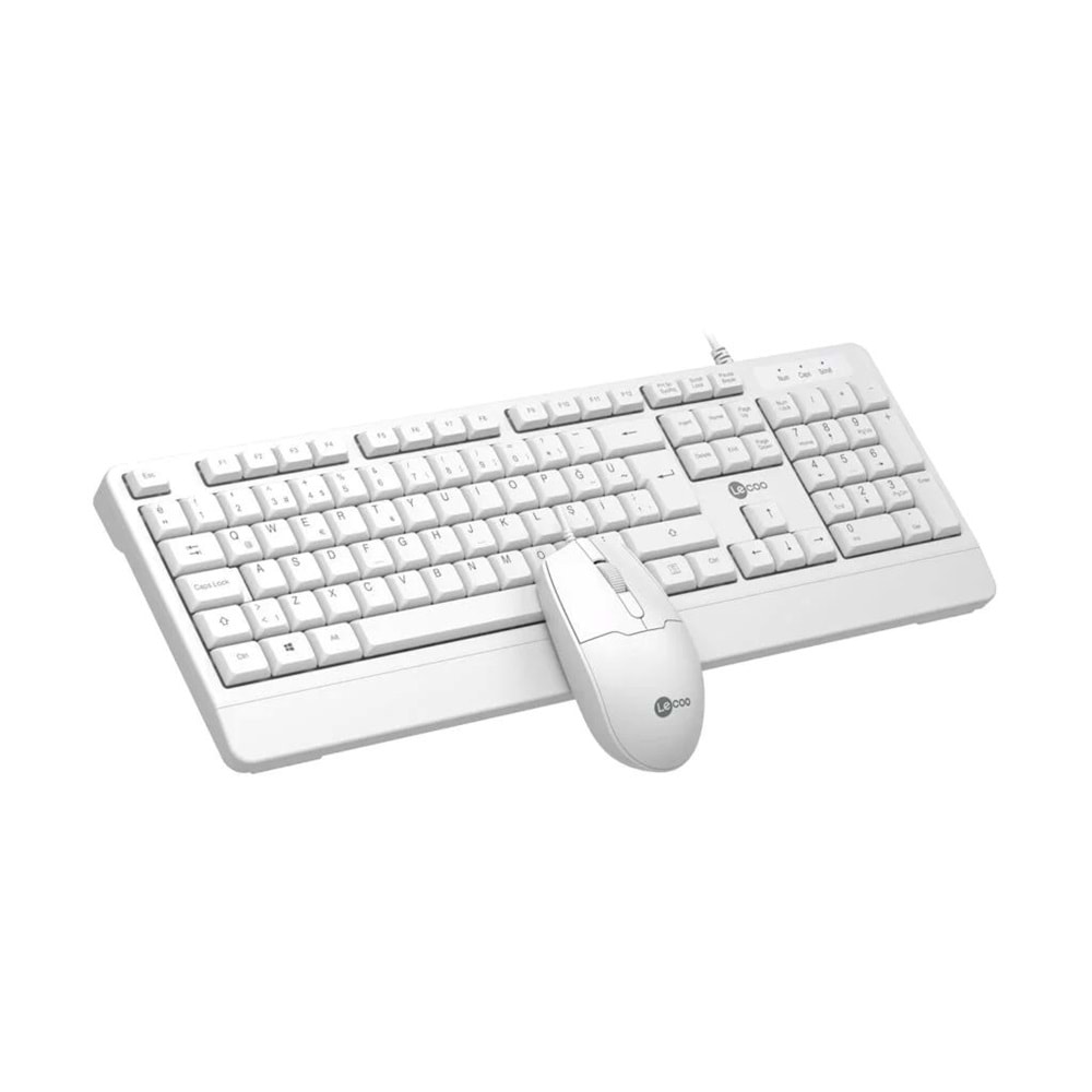 Lecoo CM106 USB Kablolu Türkçe Q Klavye & Mouse Set Beyaz