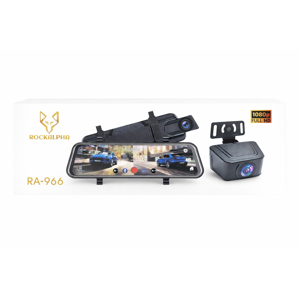 ROCKALPHA RA-966 AYNA KAMERA 2 KAMERALI WİFİ DOKUNMATİK EKRAN