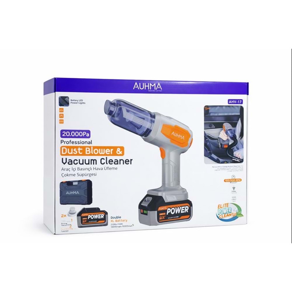 AUHMA AHV 17 Profesyonel Şarjlı Toz Üfleyici & Vakum Süpürge
