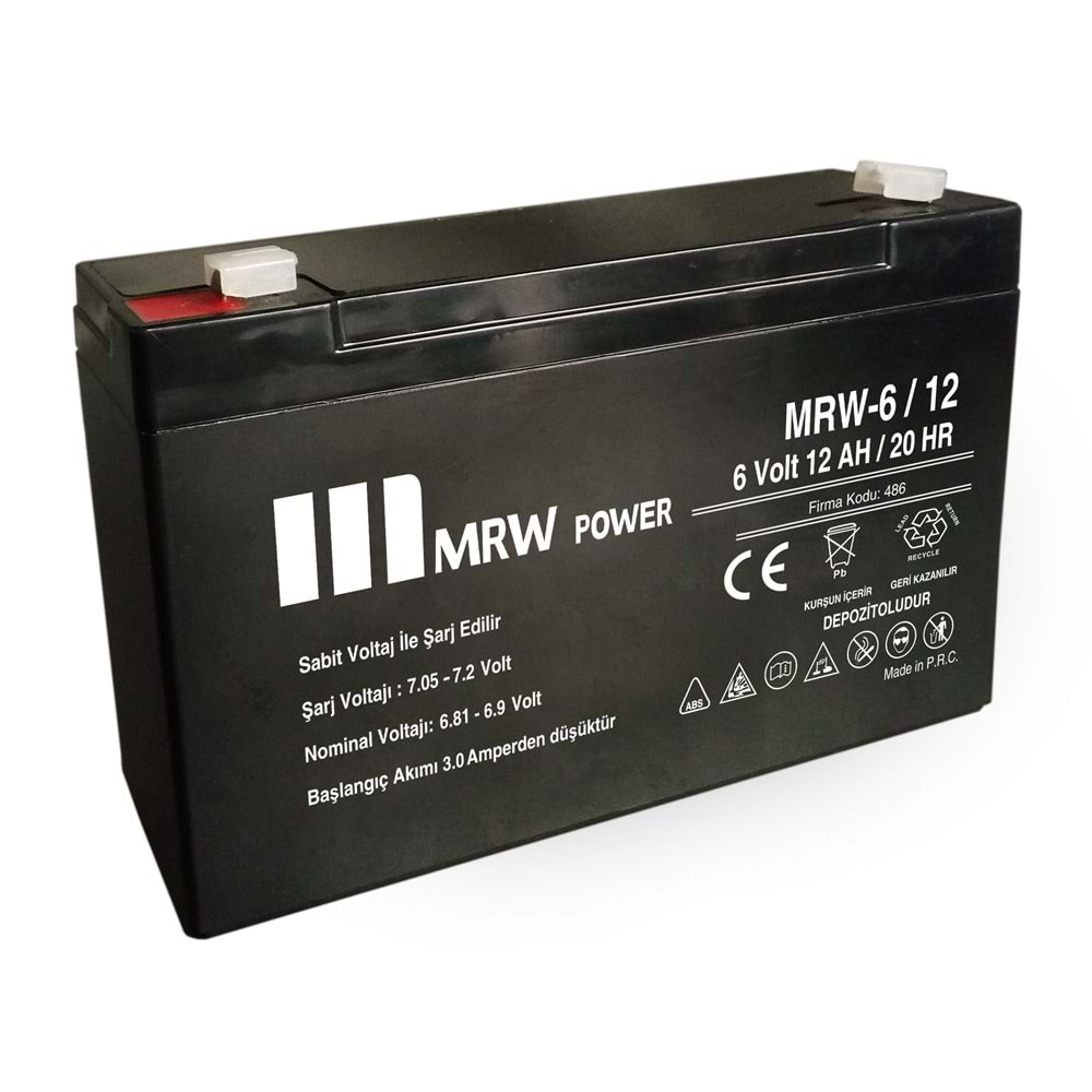 MERVESAN MRW-6/12 6VOLT 12A KURU AKÜ
