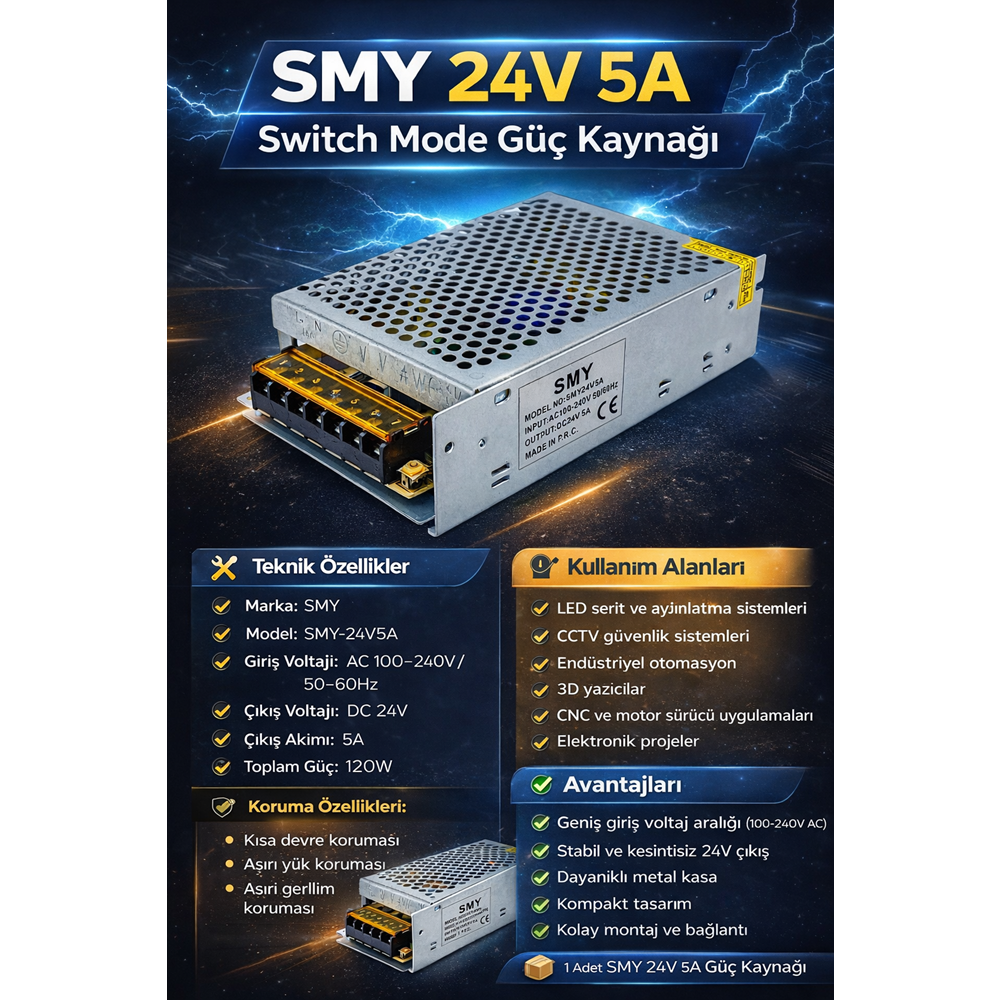 SMY 1613EF 24V 5A METAL KASA ADAPTÖR