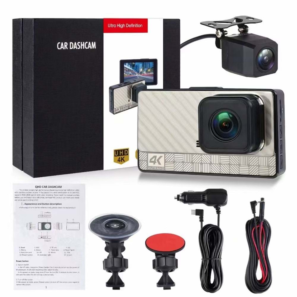 CARBOON X22 4K 2 KAMERALI ARAÇ KAYIT KAMERASI