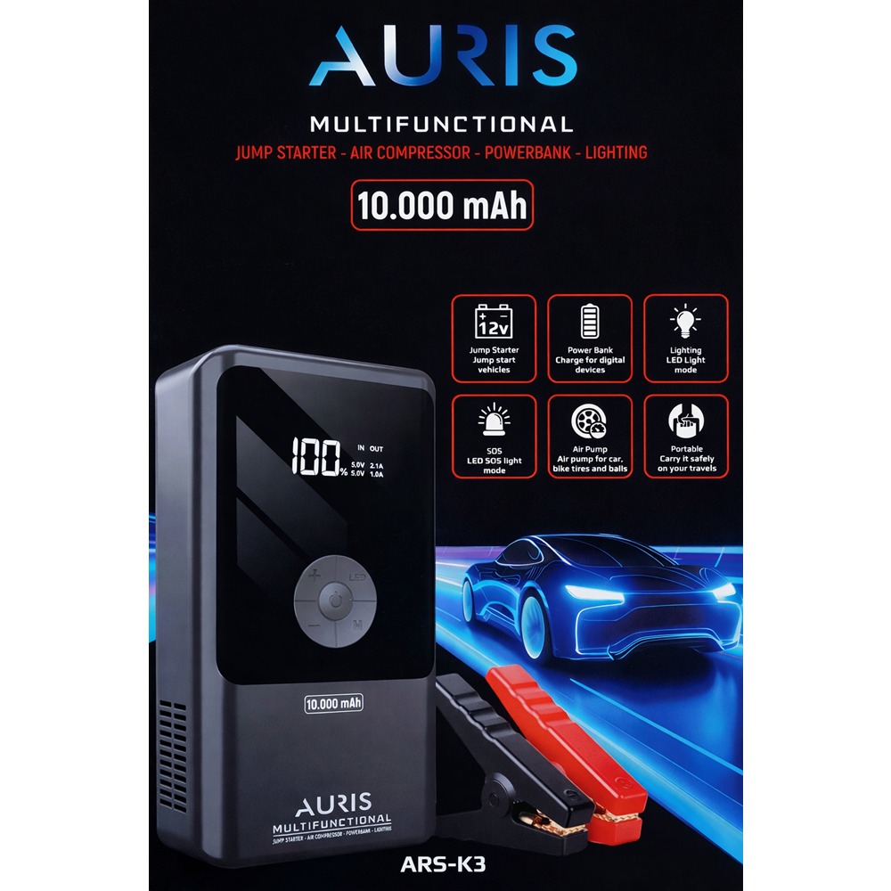 AURİS ARS-K3 AKÜ TAKVİYE POMPA POWERBANK VE FENER