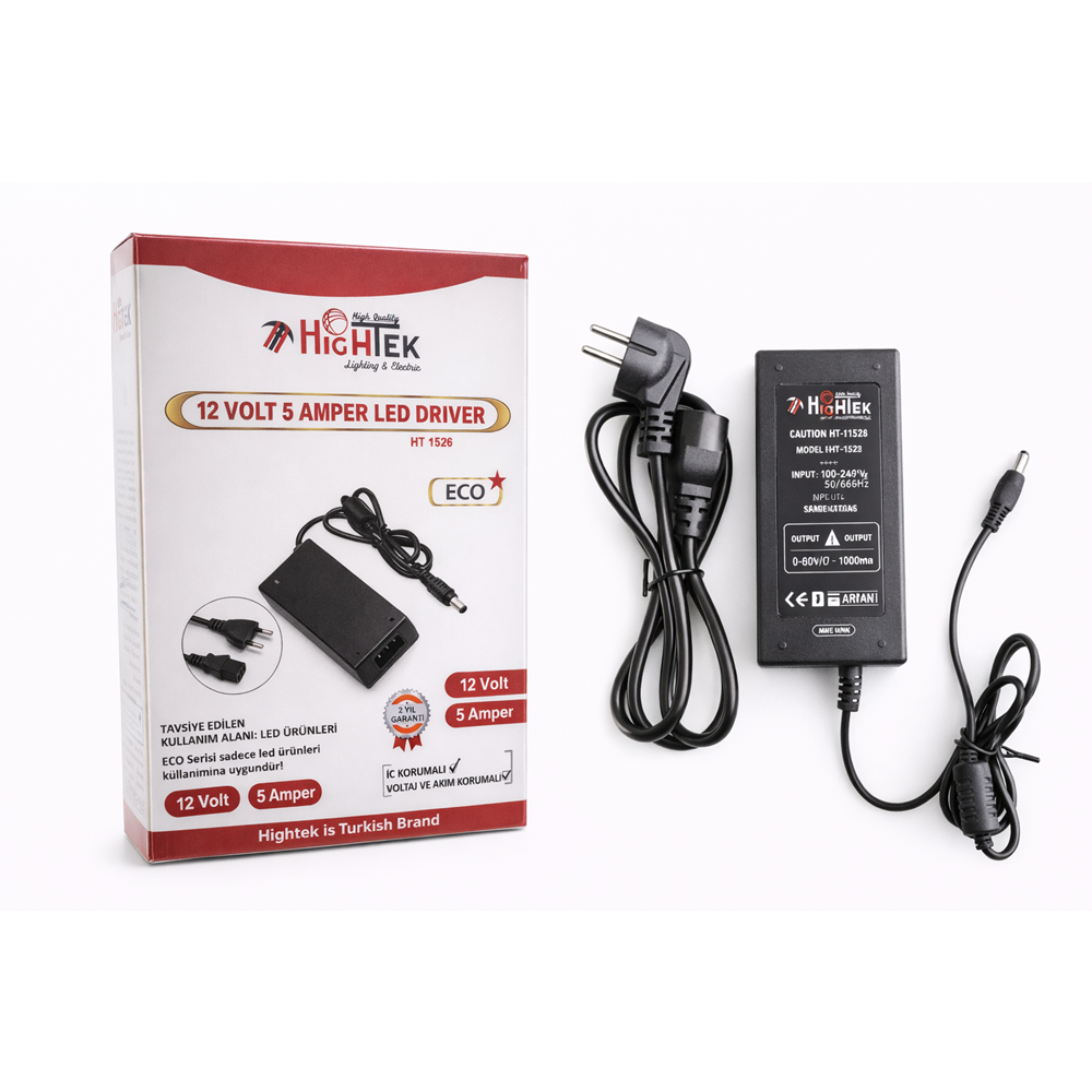 HİGHTEK HT-1526 12V 5A PLASTİK KASA ADAPTÖR