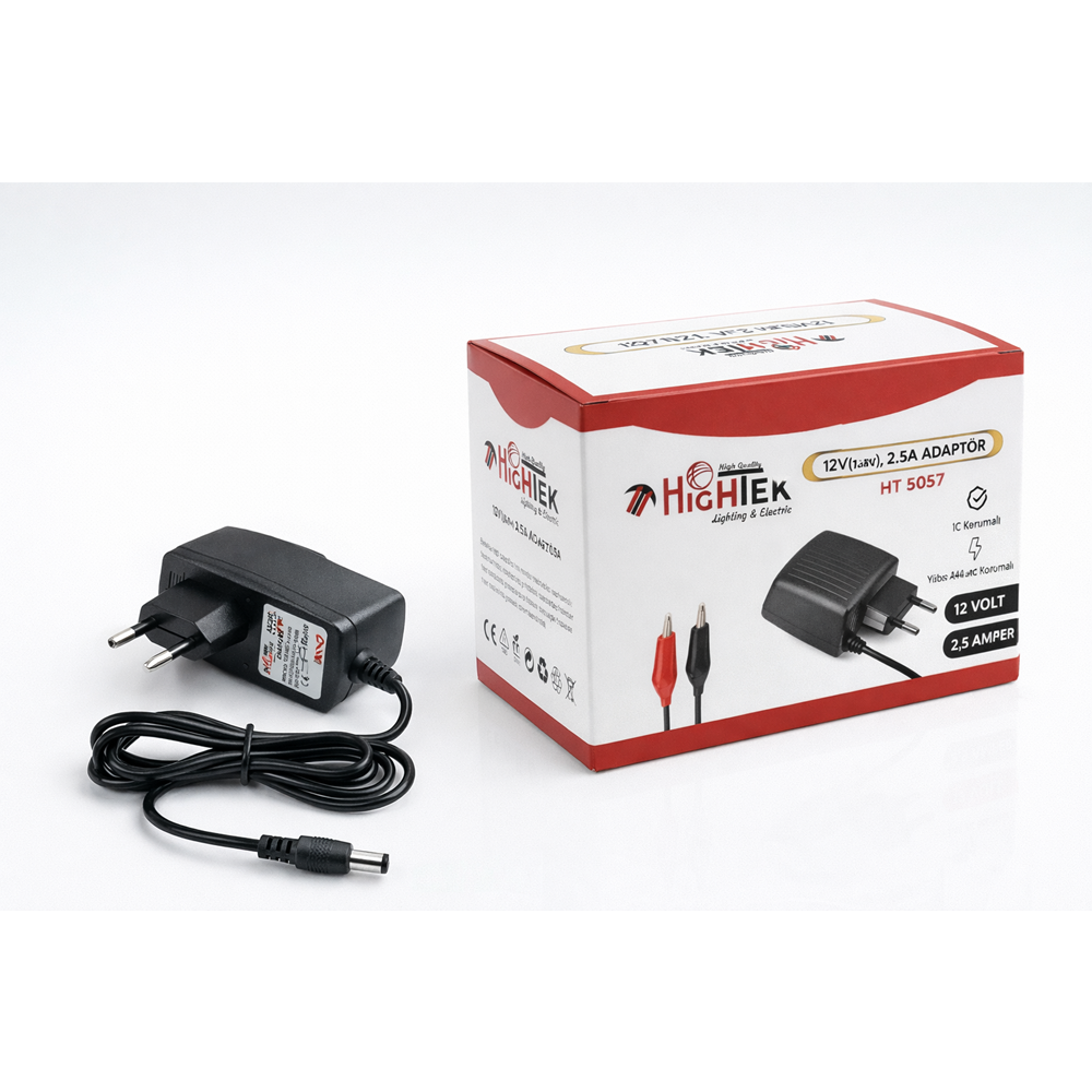 HİGHTEK HT-5057 12V 2,5A ŞARJLI PLASTİK KASA ADAPTÖR