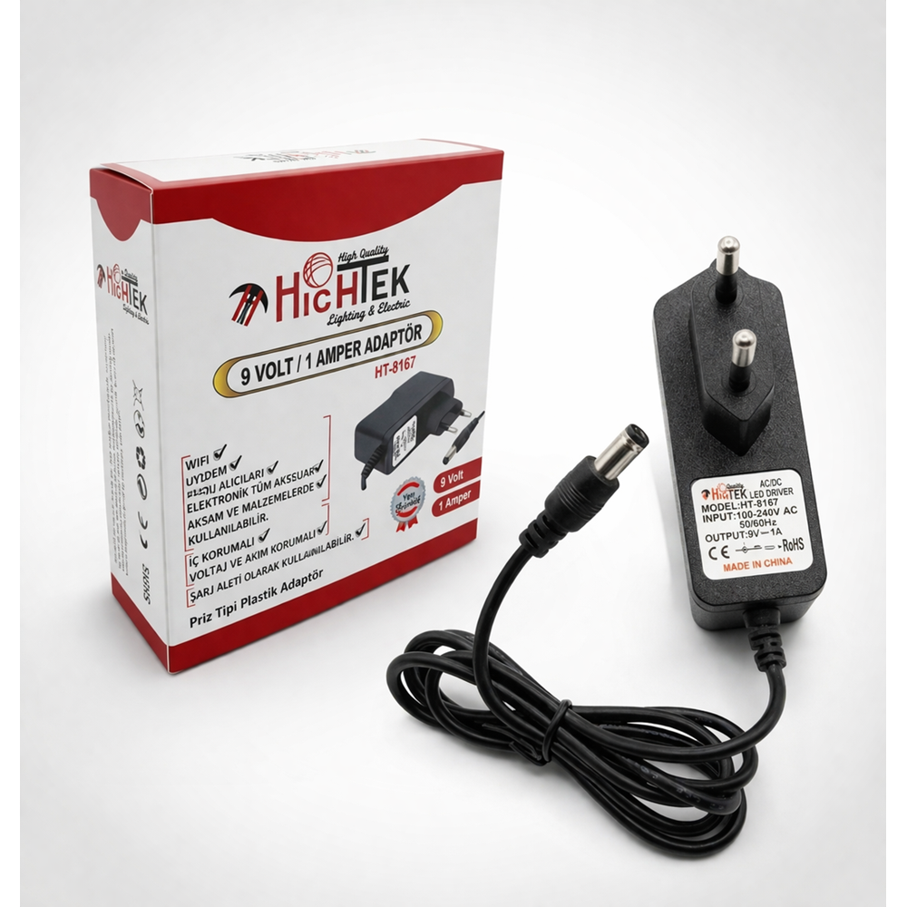 9V 1A ADAPTÖR PLASTİK HT8167