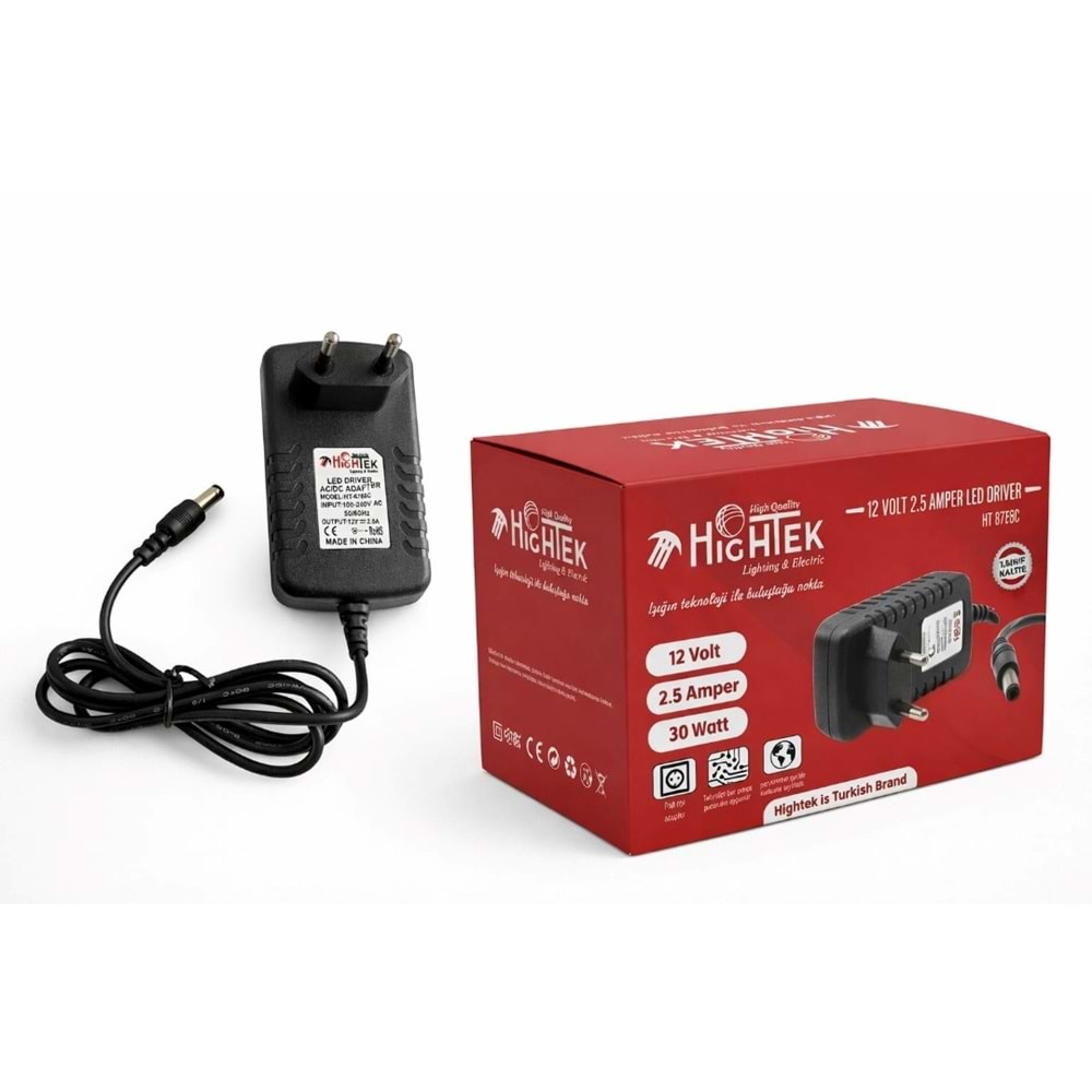 HİGHTEK HT-6760C 12V 2,5A PLASTİK KASA ADAPTÖR