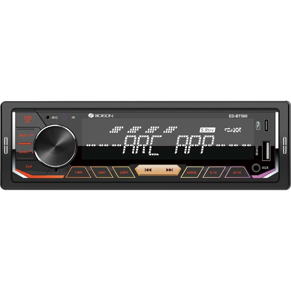 EDİSON ED-BT500 USB, RADYO, TYPE C TELEFON SARJ, 4X50, 7 RENK OTO TEYP