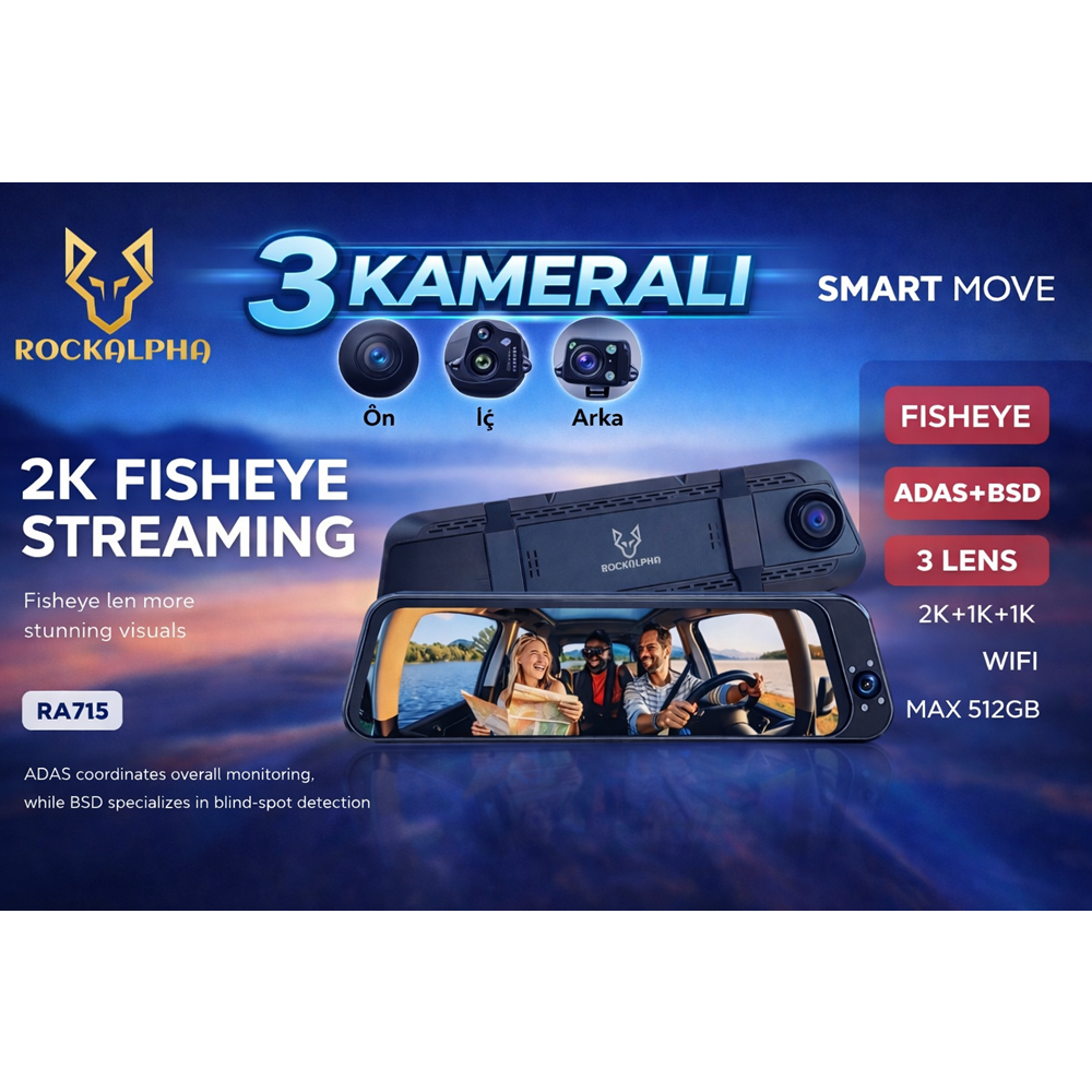 ROCKALPHA RA715 AYNA KAMERA 3 KAMERALI 2K+1K+1K