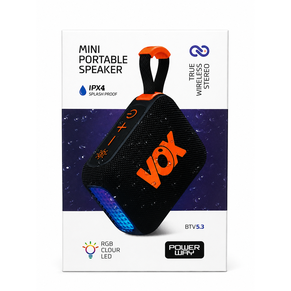 POWERWAY VOX MİNİ BLUETOOTH HOPARLÖR (SİYAH)
