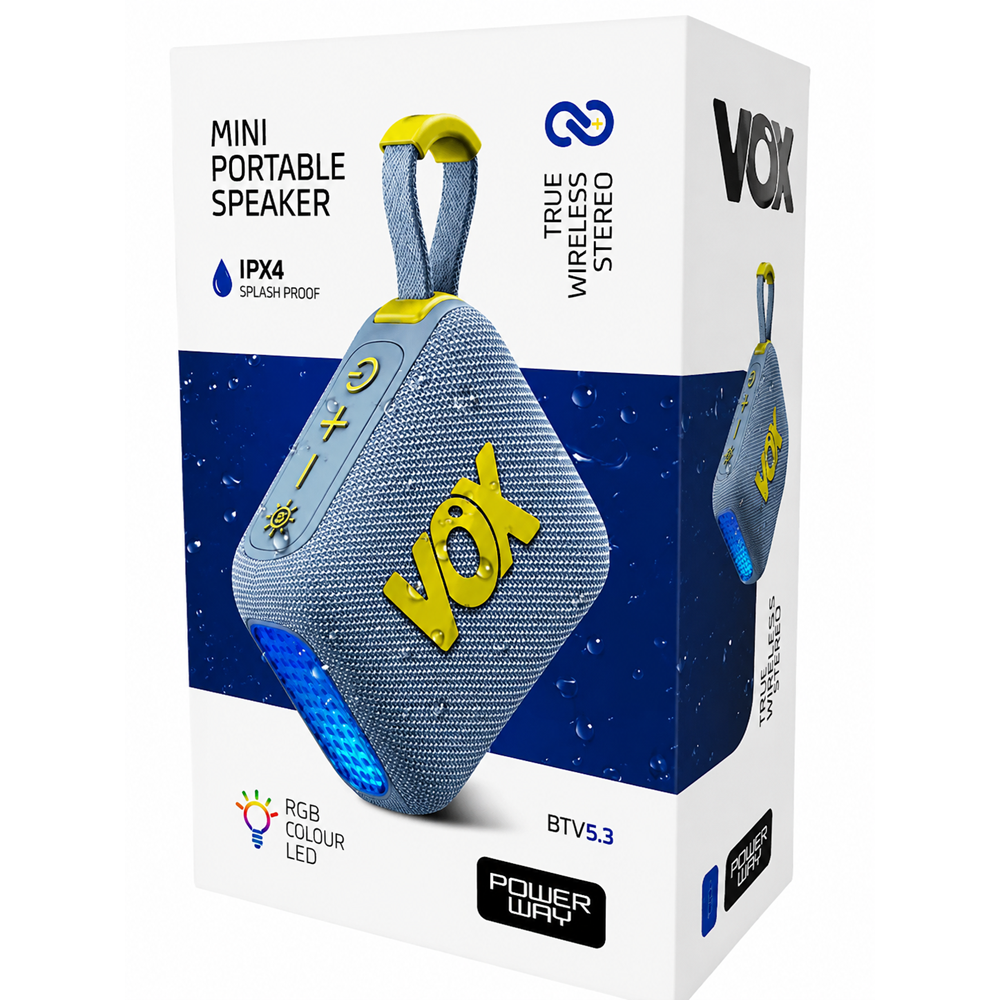 POWERWAY VOX MİNİ BLUETOOTH HOPARLÖR (GRİ)