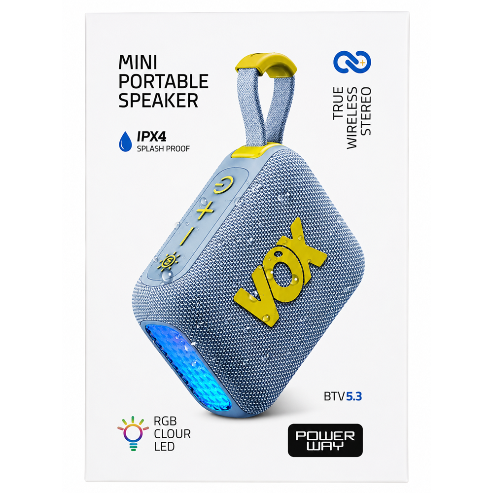 POWERWAY VOX MİNİ BLUETOOTH HOPARLÖR (GRİ)