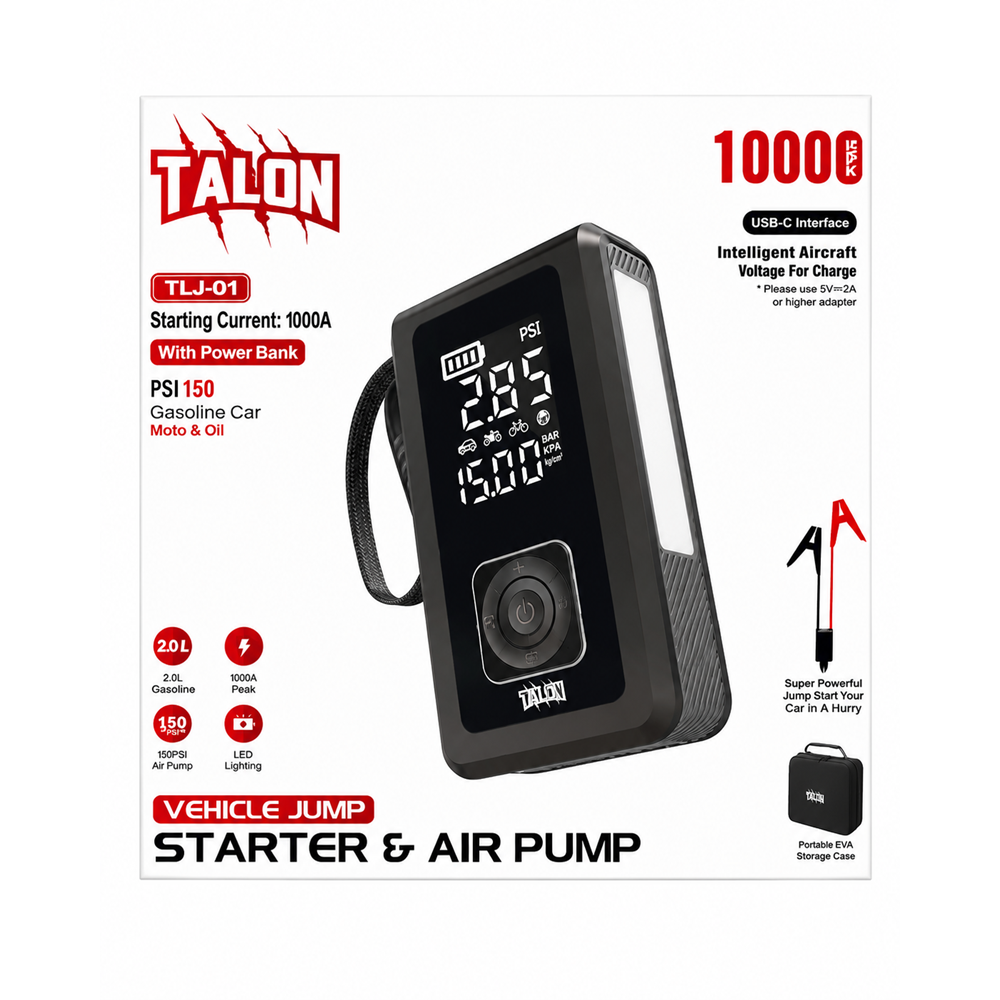 TALON TLJ-01 Araç Akü Takviye Cihazı ve Taşınabilir Hava Kompresörü