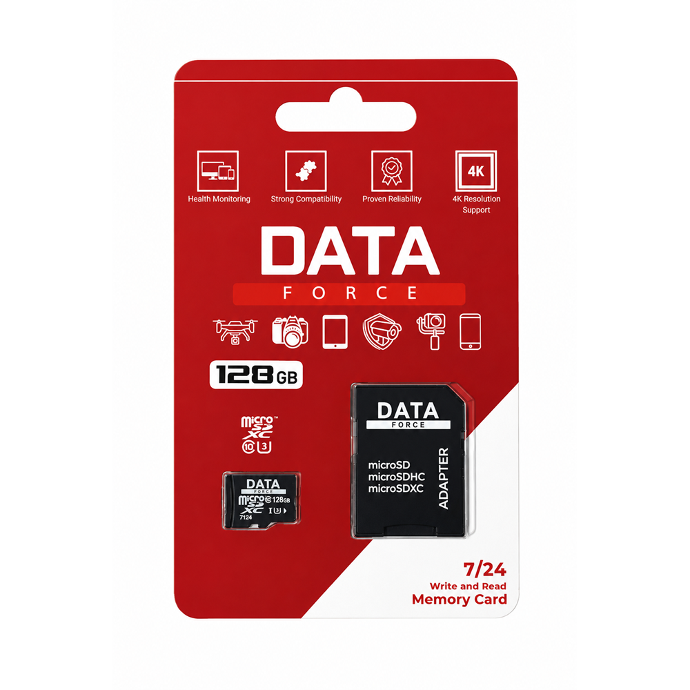 DATA FORCE 128GB C10 U3 HAFIZA KARTI 4K GÖRÜNTÜ KAYITLARI İÇİN