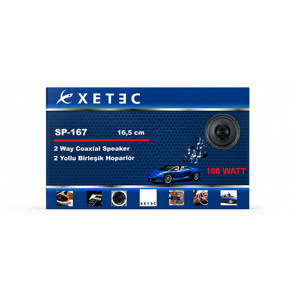 XETEC SP-167 16,5 cm 180W 2 Yollu Koaksiyel Oto Hoparlör