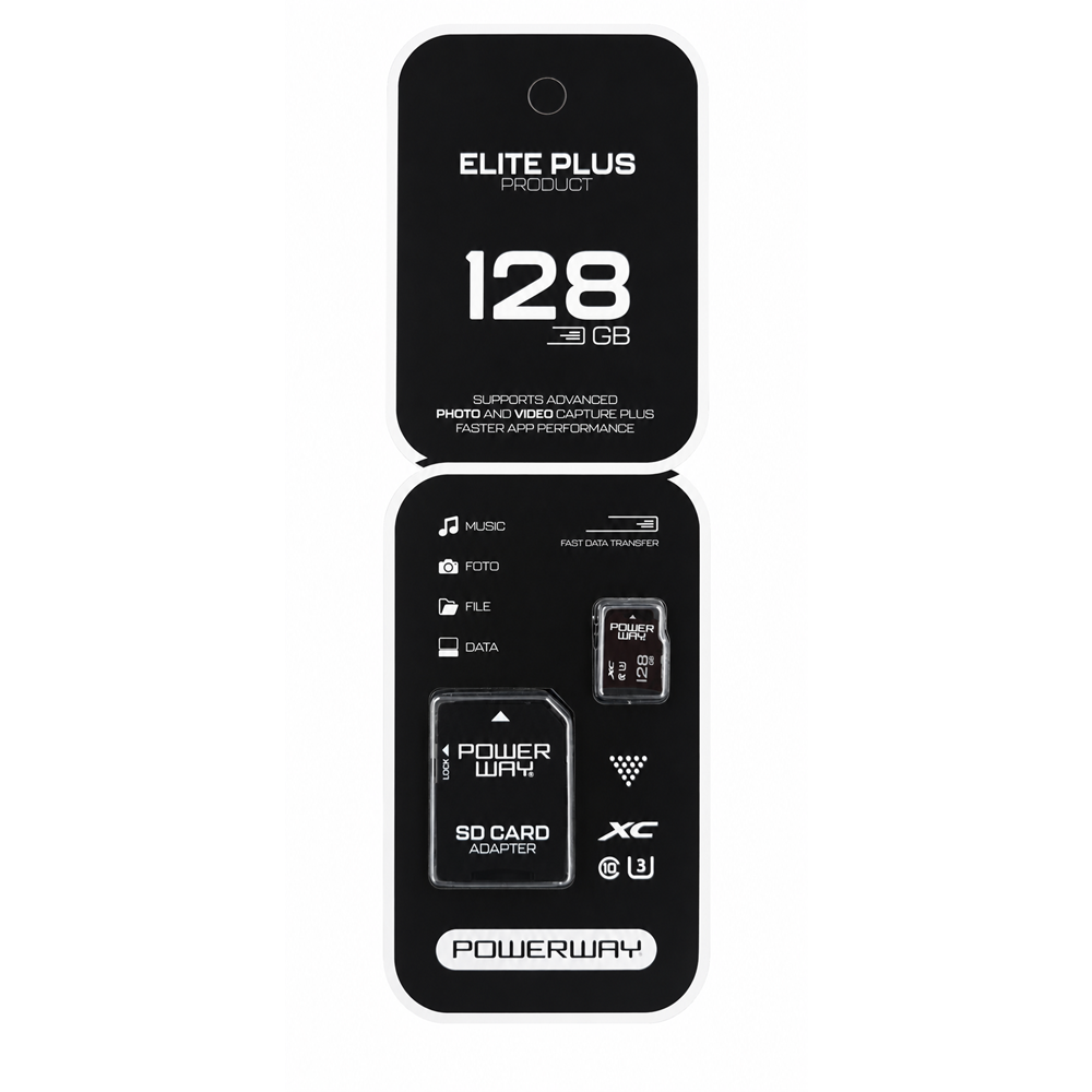 Powerway Elite 128GB microSDXC Hafıza Kartı Class 10 U3 SD Adaptörlü