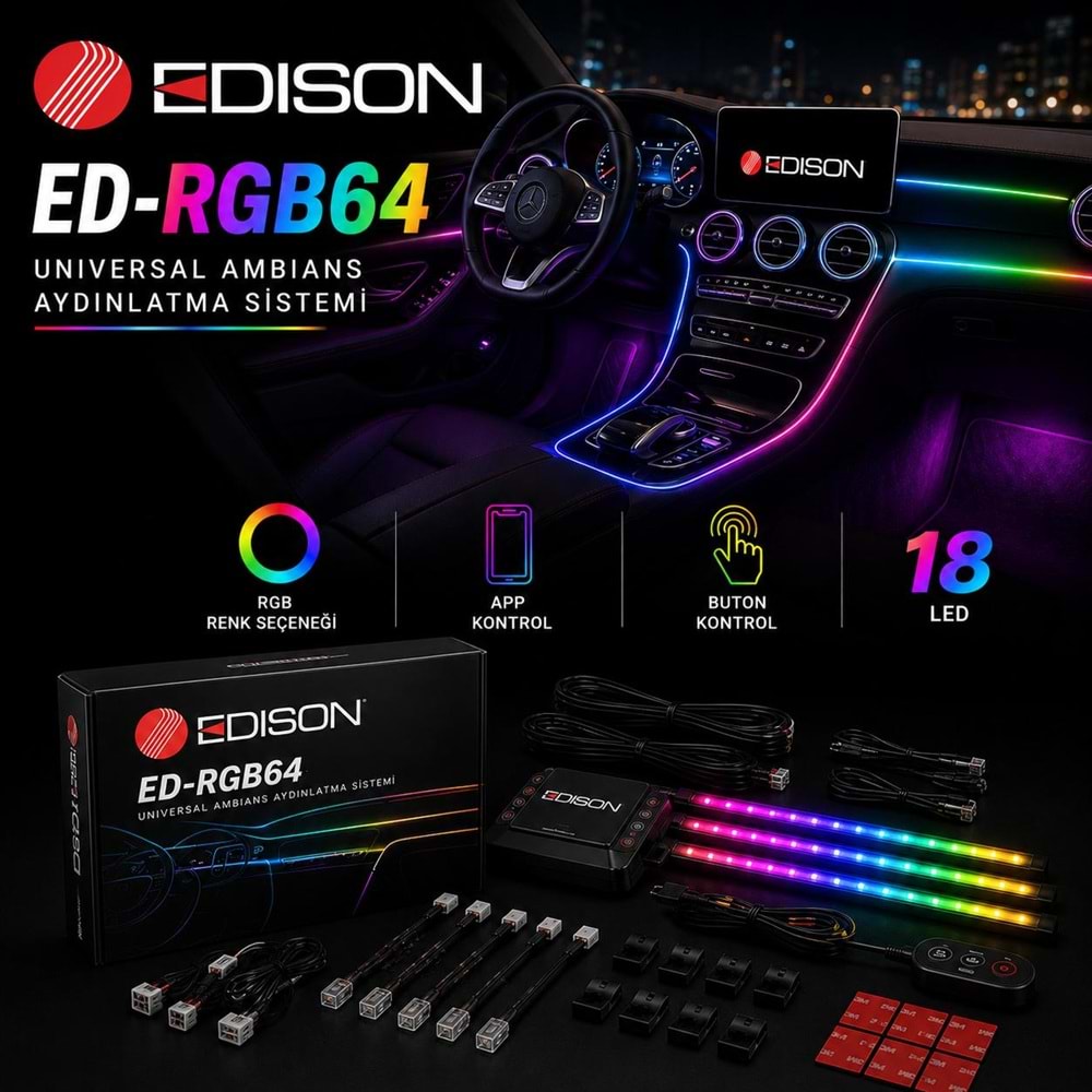 RGB64 EDİSON ARAÇ UNİVERSAL AMBİYANS