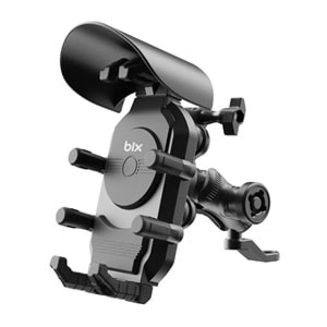 BİX BMPH05 Güneş ve Yağmur Korumalı Ayna Bağlantılı 360° Derece Motosiklet Bisiklet Telefon Tutucu