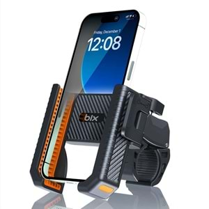 BİX BPH01 Gidon Bağlantılı Bisiklet Motosiklet için Esnek ABS Telefon Tutucu 360° Dönebilen Tasarım