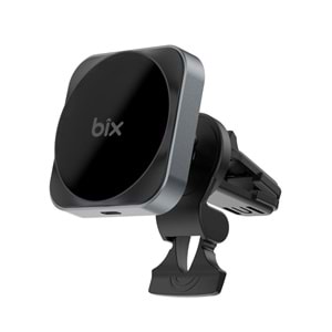 BİX BXCH10 15W Kablosuz Şarj Destekli 180° Ayarlanabilir, Çok Açılı Manyetik Araç İçi Telefon Tutucu Gri