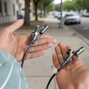 Bix BX6IN1C 60W Type-C & Işıklı &USB-A Çok Fonksiyonlu Şarj ve Data Kablosu