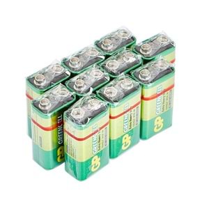 GP 9V PİL GP1604G Greencell 6F22/1222/9V Pil, 9 Volt, 10'lu Kutu