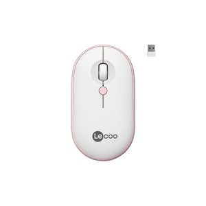 Lenovo Lecoo WS212 Kablosuz 1600DPI 4 Tuşlu Optik Mouse Beyaz & Pembe