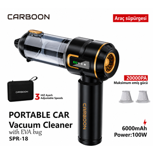 CARBOON SPR-18 100W 20000Pa Kablosuz Şarjlı Araç Süpürgesi ve Hava Üfleme