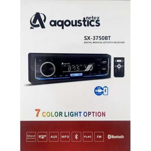 Aquostics Sx-3750,3650 Kumandalı Çift Usb'li 7 Renkli Oto Teyp