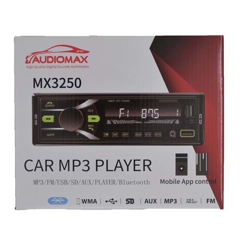 Audiomax Mx-3250 7 Renkli Çift Usbli Oto Teyp