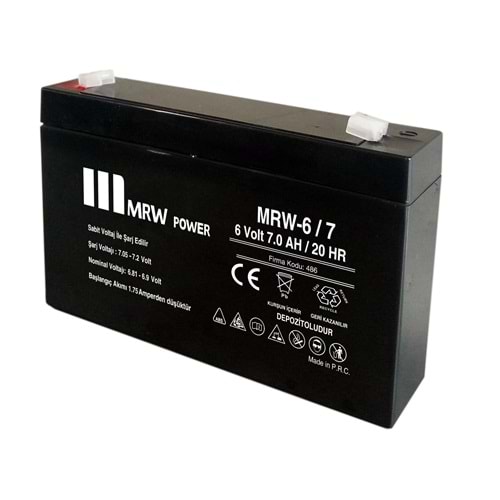 Mervesan MRW-6/7 6V 7A Kuru Akü