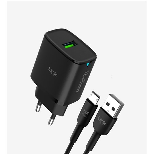 Linktech C301 12W Hızlı Şarj Cihazı Micro Usb Kablolu
