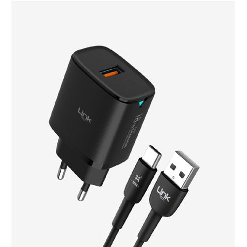 Linktech C303 18W Hızlı Şarj Cihazı Type-c Kablolu