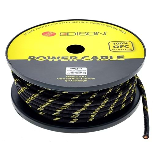 Edison PRO-8GA Çoraplı Güç Kablosu %100 OFC Bakır 30 Metre