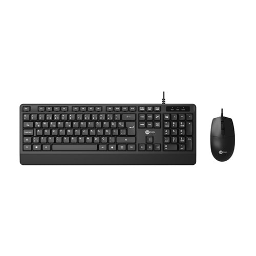 Lecoo CM106 USB Kablolu Türkçe Q Klavye & Mouse Set siyah