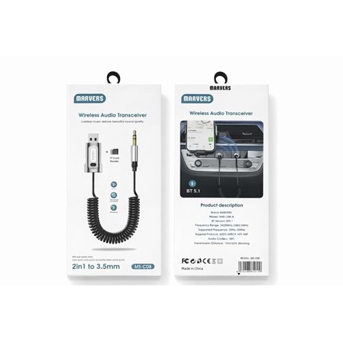 MARVERS MS-C08 BLUETOOTH AUX DÖNÜŞTÜRÜCÜ