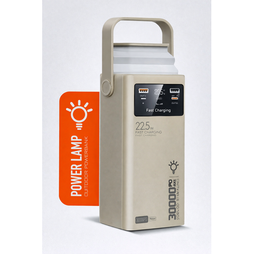 Powerway PD30 (COLOR: KREM) 30000 mAh Outdoor Powerbank – 22.5W Hızlı Şarj, Power Lamp, Çoklu Çıkışlı Taşınabilir Şarj Cihazı